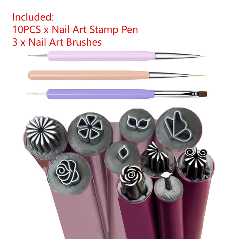 6/10/15PCS Nail Stamp Pen Set DIY Nail Art Nail Graffiti Nail Art Dotting Tools with Simple Design Nail Art Stamp Pen for Women