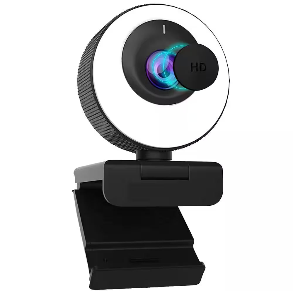 Full HD 1080P 60FPS USB Webcam with Lights in Black (1-Pack)