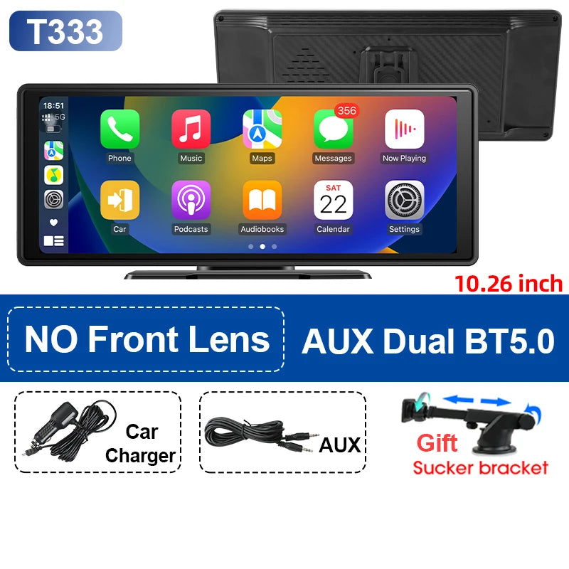 10.26'' Universal Portable Carplay Car Screen Wireless Carplay Screen Wireless Car Stereo Carplay Android Auto Car Touchscreen