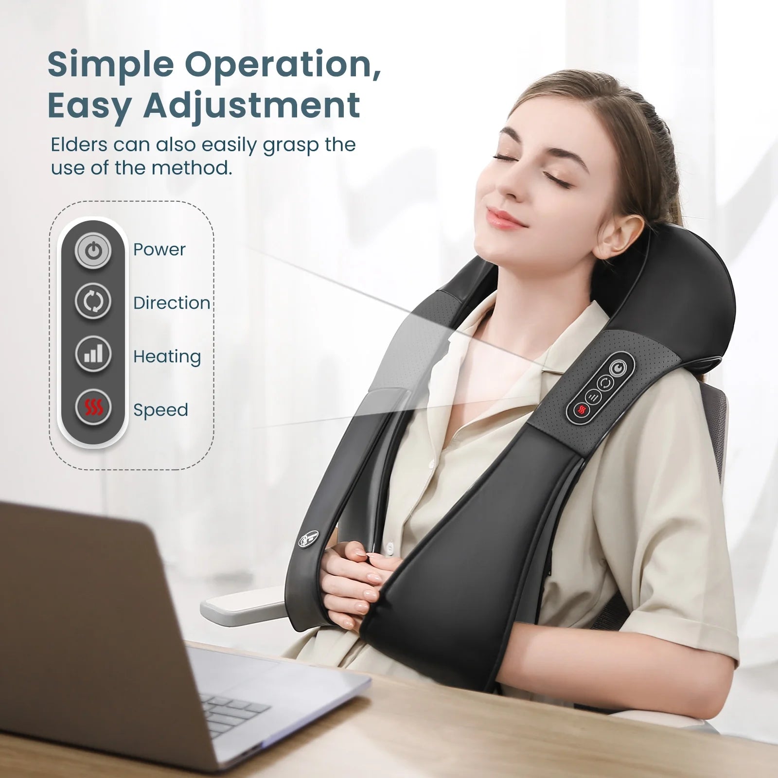 Neck and Shoulder Massager with Heat, 3D Deep Tissue Kneading Shiatsu Massager for Muscle Relief, Gift for Women Men Christmas