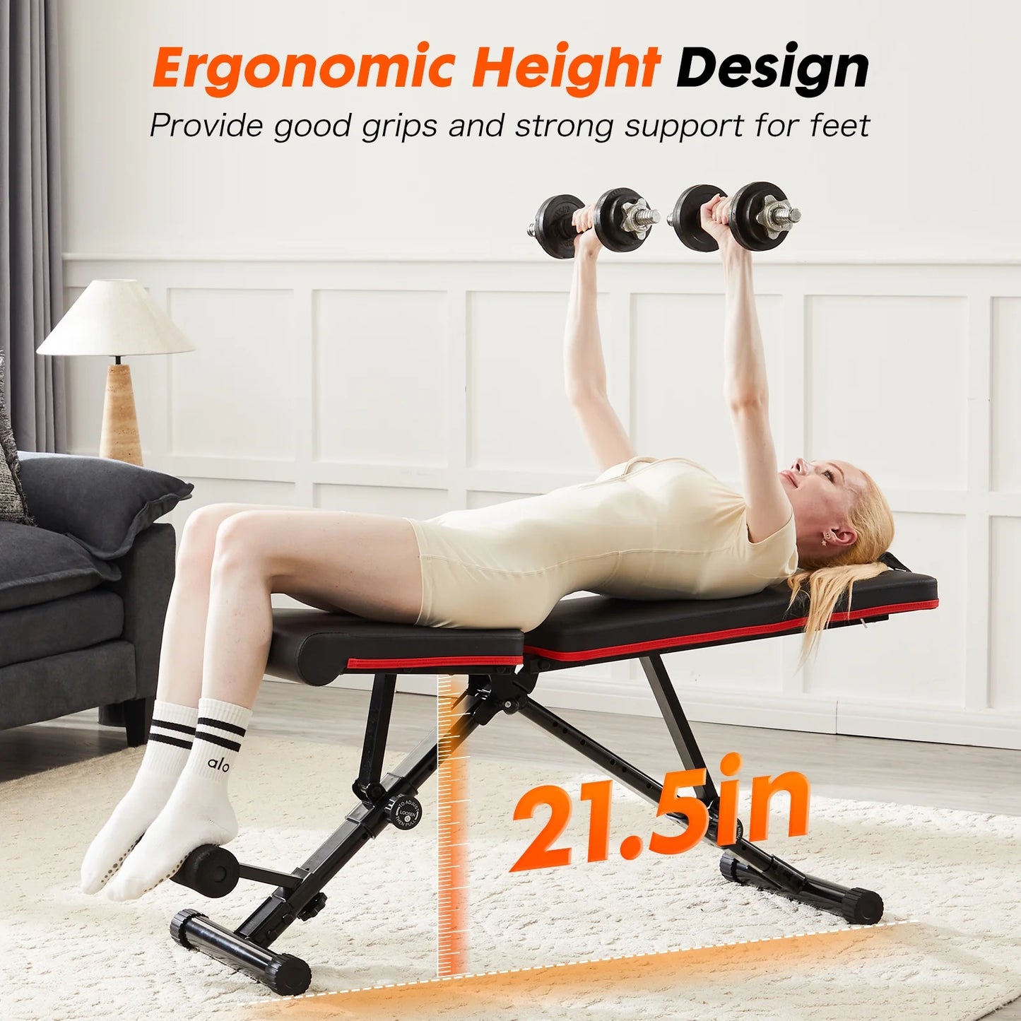 Adjustable Workout Bench for Home Gym, 795Lbs Weight Capacity Foldable Bench Press, Black