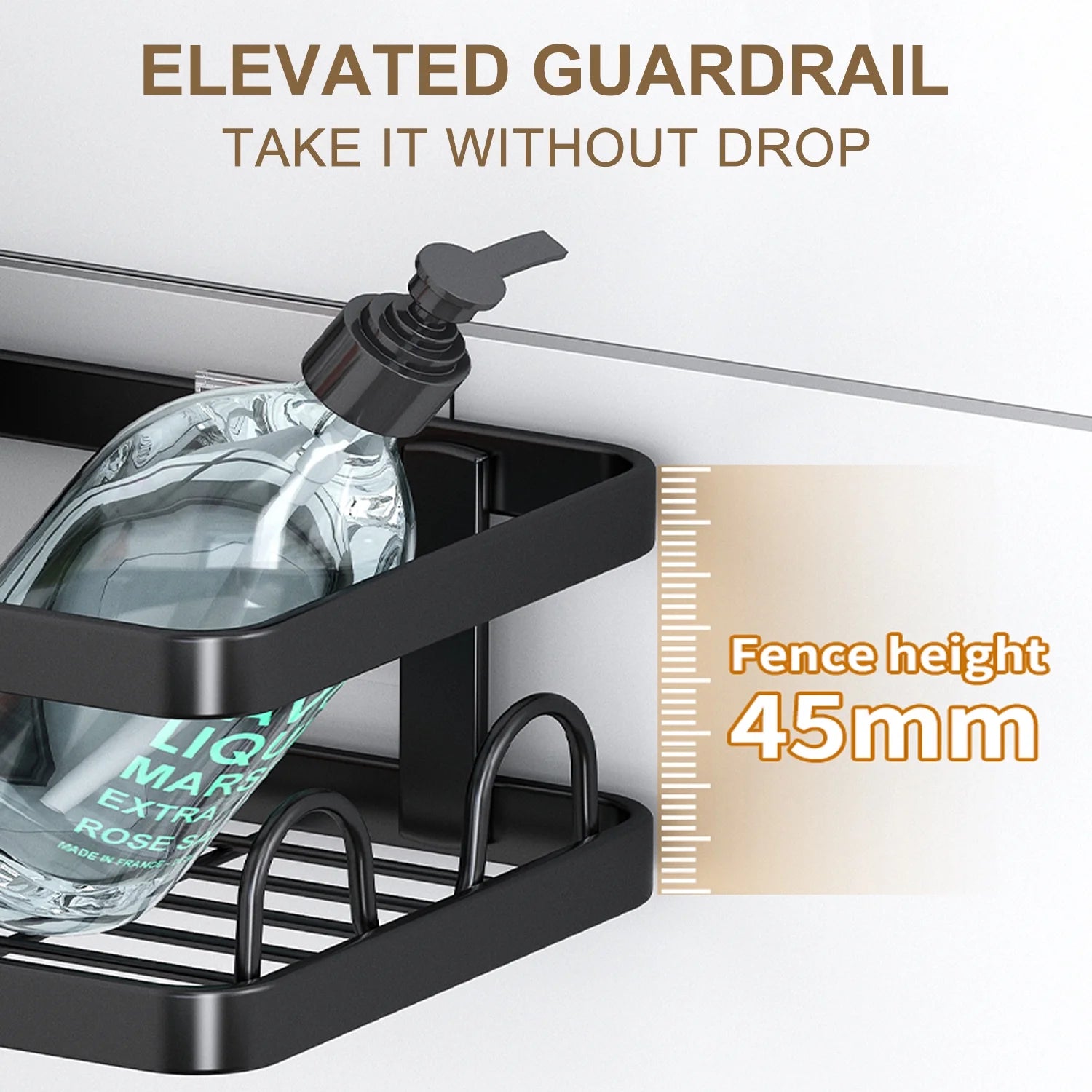 5 PCS Corner Shower Caddy, No Drilling Stainless Steel Shower Storage Rack with Hooks & Toothpaste Holder for Bathroom, Black