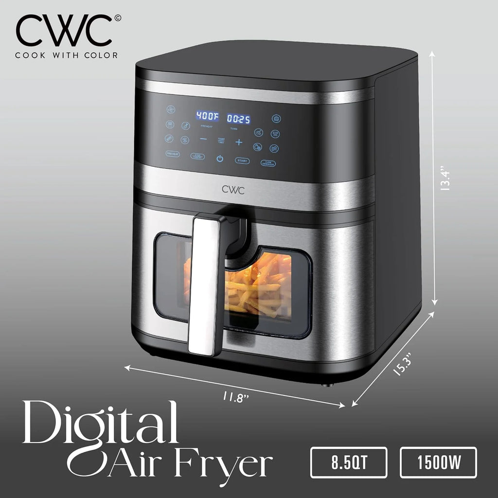 Digital Air Fryer 8.5-Quart Stainless Steel Air Fryer Kitchen Appliance, Black