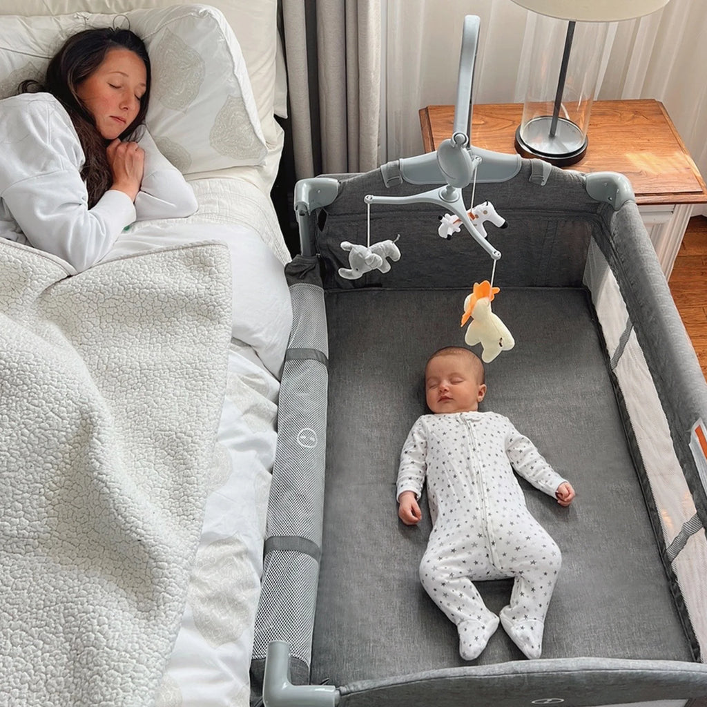5 in 1 Portable Playard and Bassinet Bedside Sleeper for Newborn to Toddler, Unisex, Gray