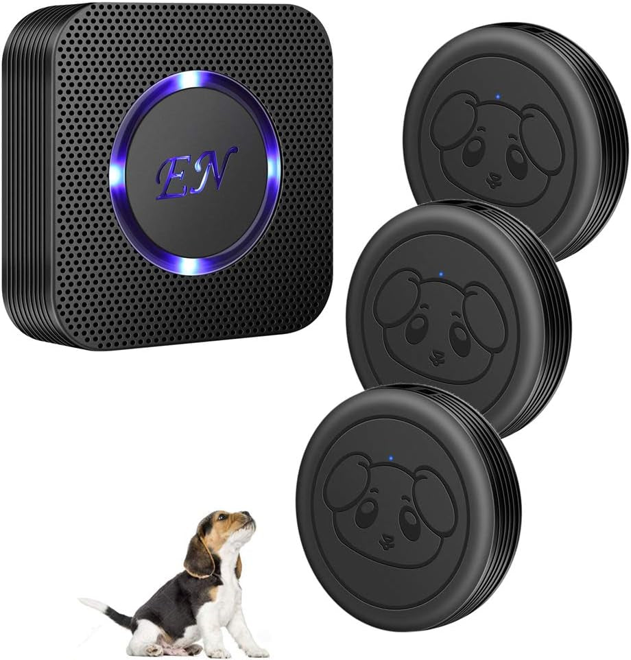 Dog Door Bell Wireless Doggie Doorbells for Potty Training with Waterproof Touch Button Dog Bells Included 2 Receiver and 3 Transmitters
