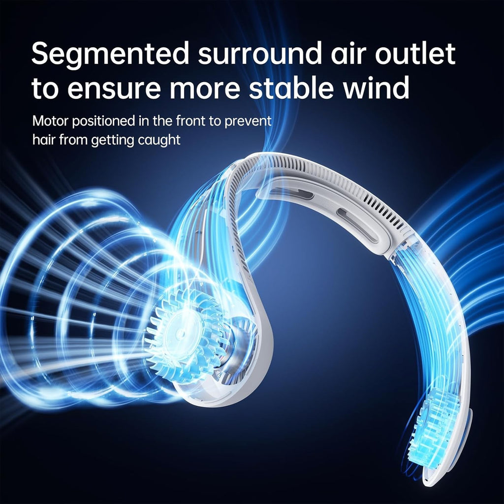 JISULIFE Portable Neck Fan, Hands Free, 5 Speed Gears Adjustment, Gifts For
