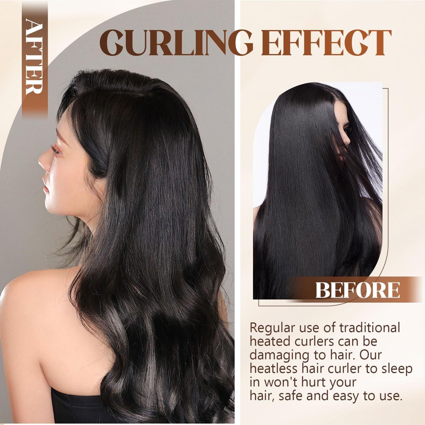 Heatless Hair Curler Overnight 3 Pcs Sponge Heatless Curling Rod with Satin Scar