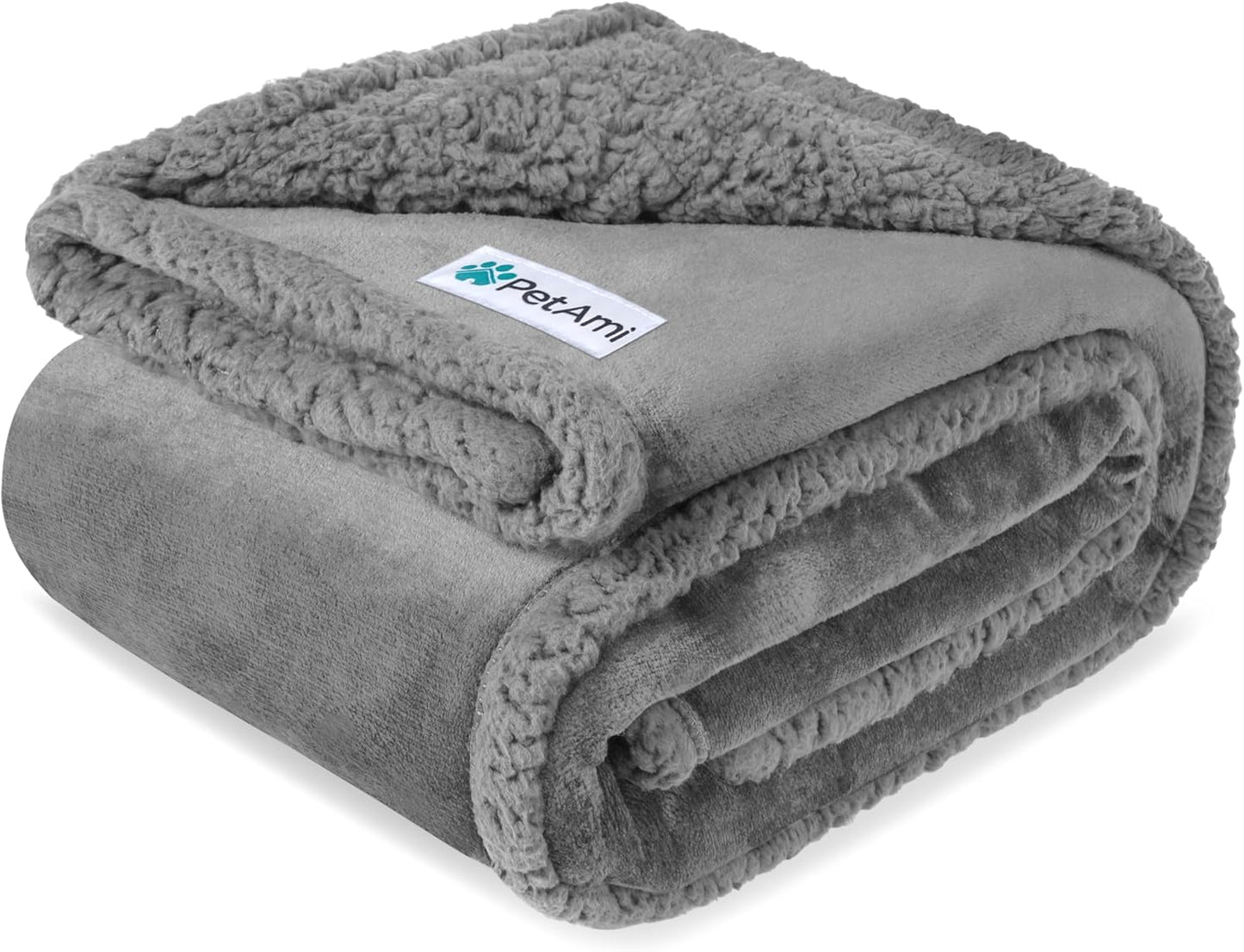 Waterproof Dog Blanket for Small Medium Dog Puppy Cat Throw for Couch Cover Leakproof Protection, Sherpa Fleece, Reversible Soft Washable 29X40 Plaid Navy Blue