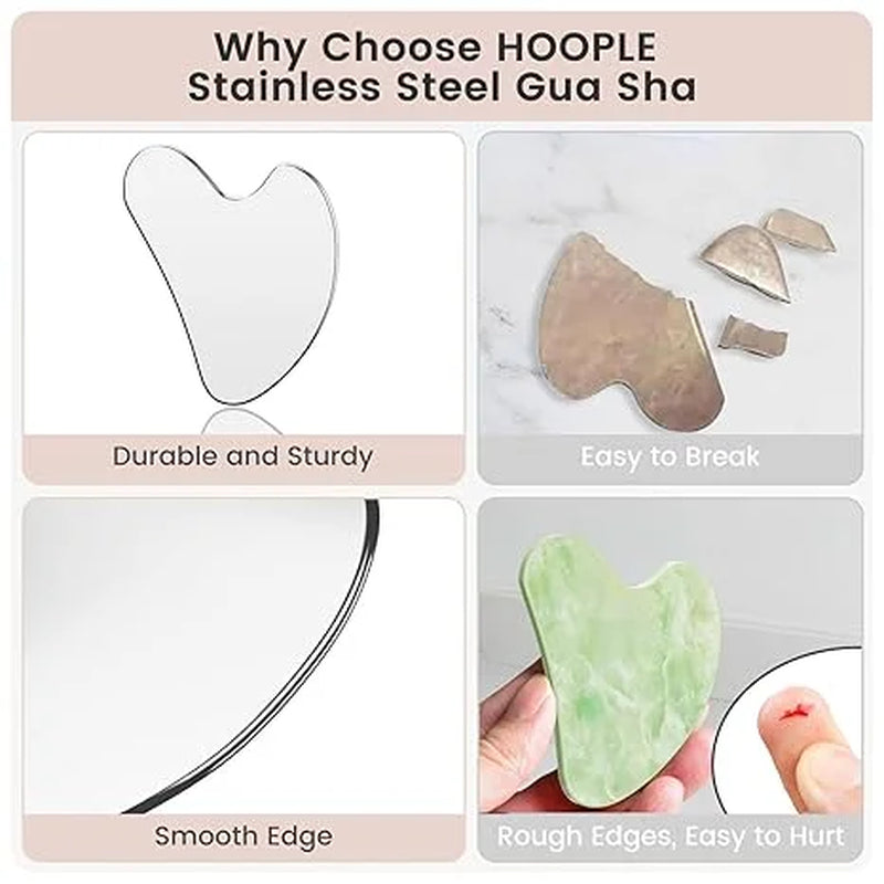 304 Stainless Steel Gua Sha Facial Tools 1 PC, Guasha Tool for Face or Body Massage, Massager Tool for Facial Care, Skin Care Tool for Body Treatment, Metal Gua Sha Beauty Essentials