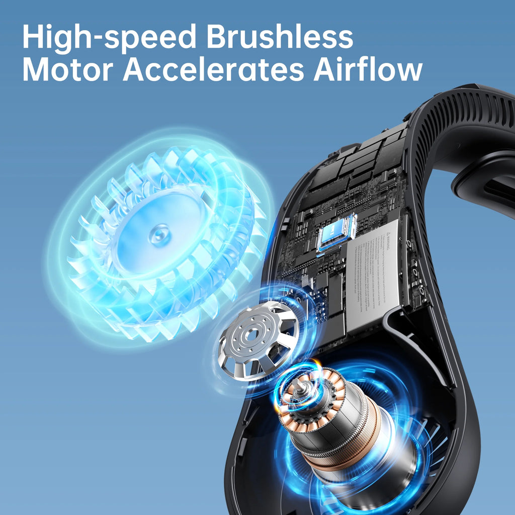 Portable Neck Fan 5000Mah Rechargeable with Necksupport, 5 Speeds Cooling Hands-Free Fan for Indoor Outdoor