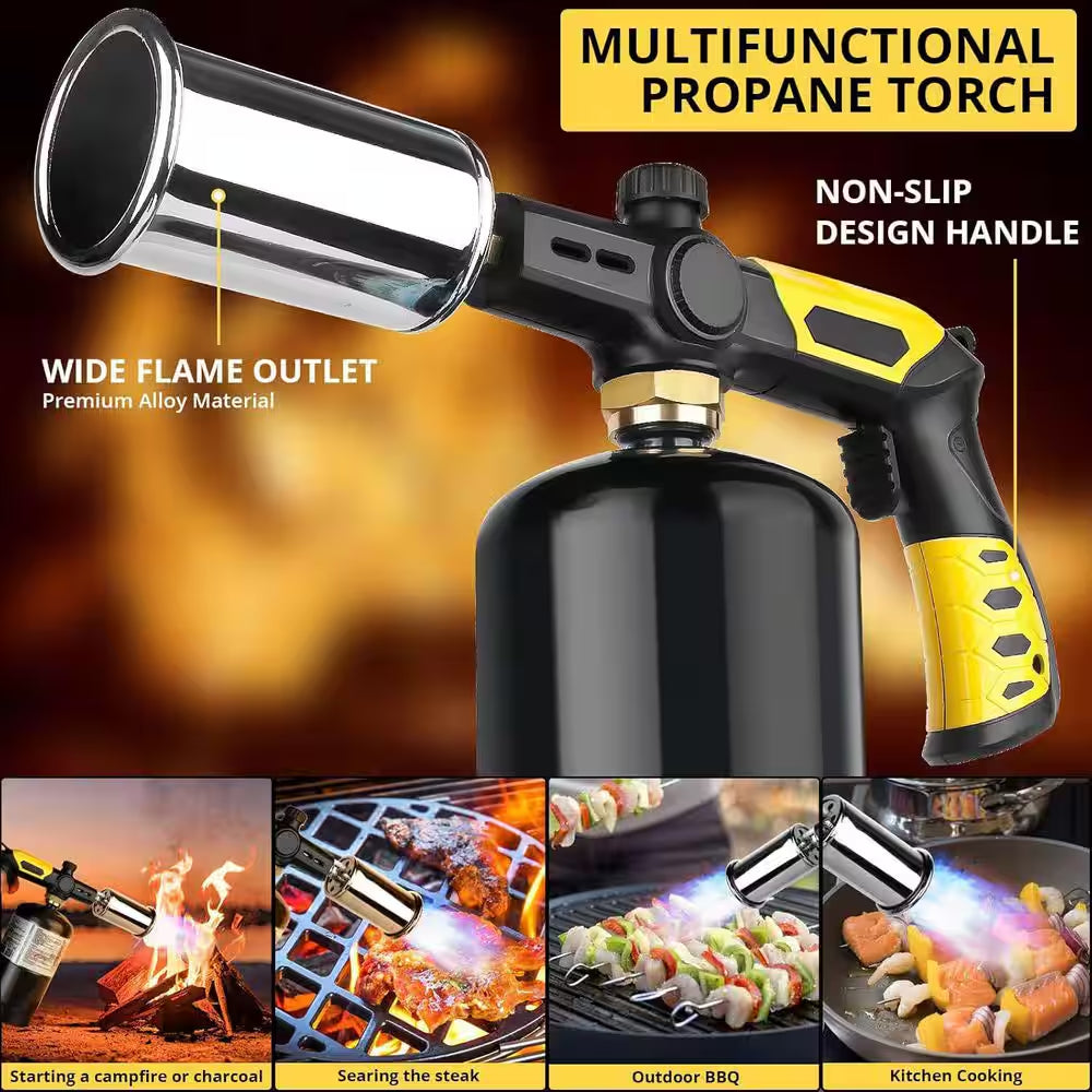 Powerful Cooking Torch Propane Adjustable Flame Culinary Grilling Torch Lighter with Finger Guard for BBQ Campfire