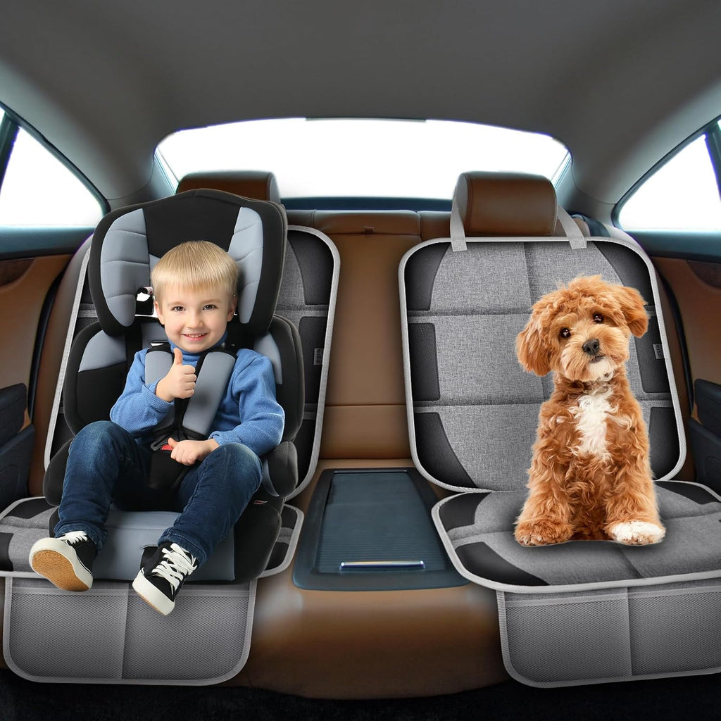 Car Seat Protector, Non-Slip Backing Will Not Leave Imprint, Waterproof Thicker Car Seat Cover for SUV, Sedan, Truck, Leather Car Seat Cushion (Gray Black)