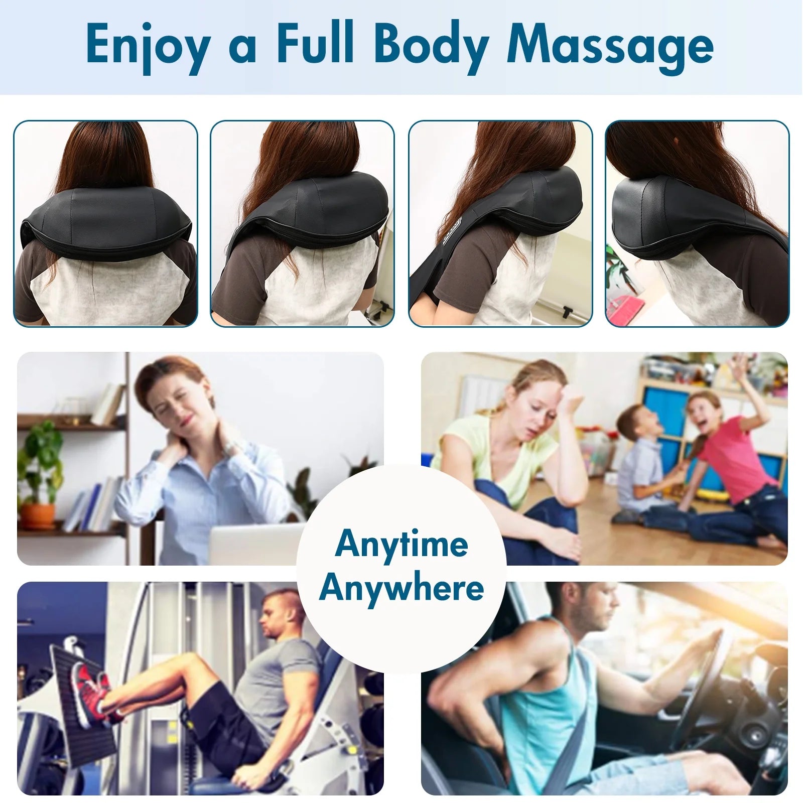 Neck and Shoulder Massager with Heat, 3D Deep Shiatsu Massager, Neck, Back, Shoulder Massager, Gifts for Man Woman