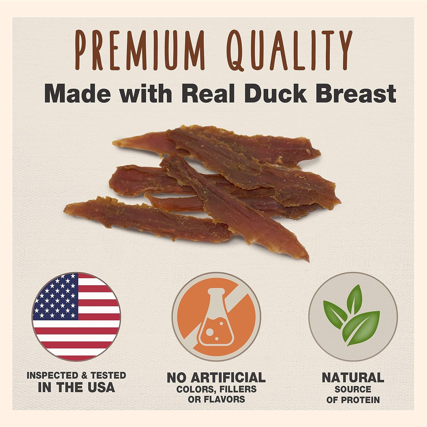 Gourmet Duck Breast Jerky Dog Treats, Healthy, Long-Lasting High-Protein Training Treats for Small & Large Dogs, 40 Oz.