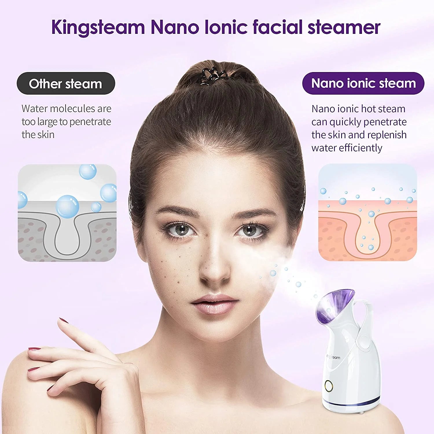 Nano Ionic Facial Steamer & 4-Pc Face Skin Care Tool Set Blackhead Removal Tools for Home Facial Sauna Spa