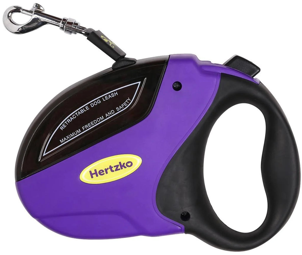 Heavy Duty Retractable Dog Leash - Purple and Black, 16 Foot, Supports up to 110Lbs - Ideal Retractable Dog Leashes for Small, Medium & Large Dogs, Heavy Duty Purple Dog Leash with Thick Rope