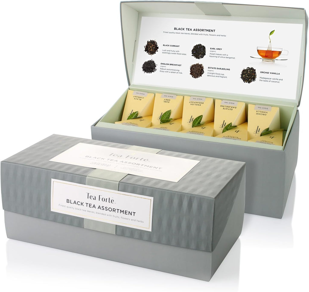 Wellbeing Assorted Presentation Box Tea Gift Set, 20 Count, 2 of Each Variety Individually Wrapped Handcrafted Pyramid Infuser Bags
