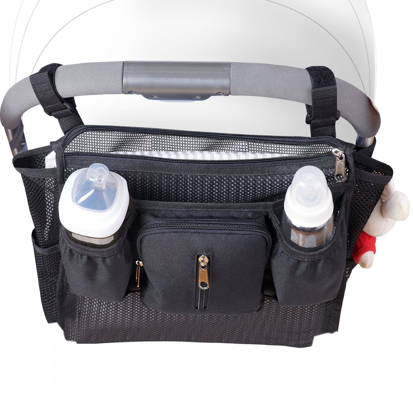 Universal 2 in 1 Insulated Cup Holders Stroller Organizer, Black