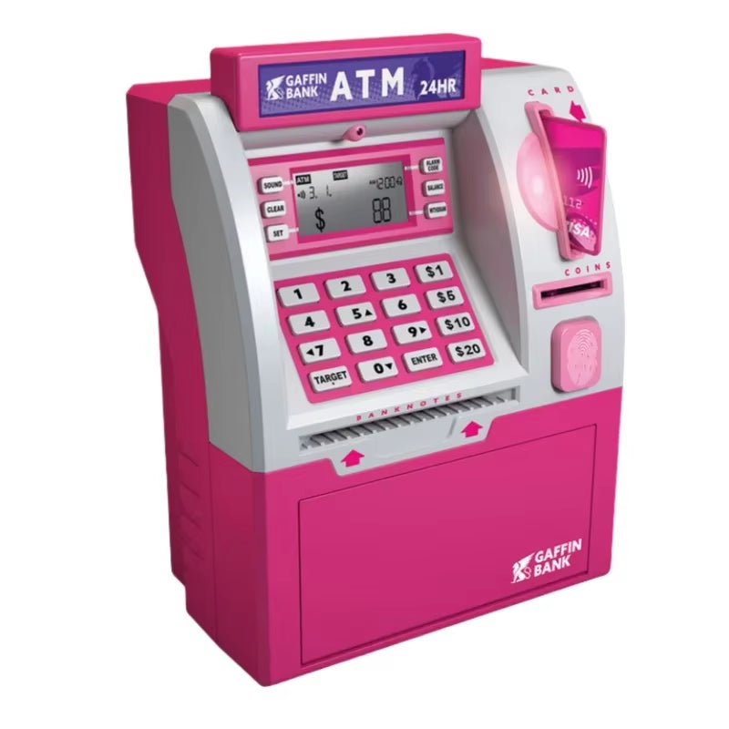 Kids ATM Automatic Deposit Teller Machine Toy Smart Password Swipe Card Saving Box Children Electronic Piggy Bank Christmas Gift