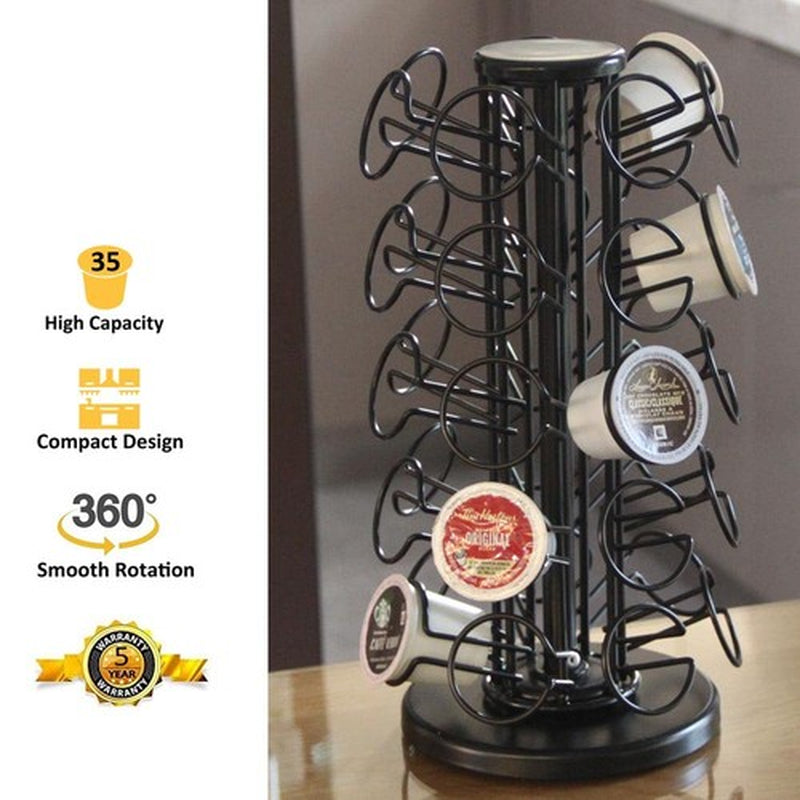 K Cup Holders Cups Carousel Coffee Pods Storage Organizer Stand (Black