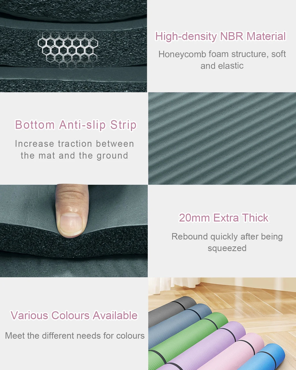 Large Yoga Mat Thick 1 Inch 78"X51" Wide Exercise Mats for Home Gym Workout Yoga Pilates, Gray Blue