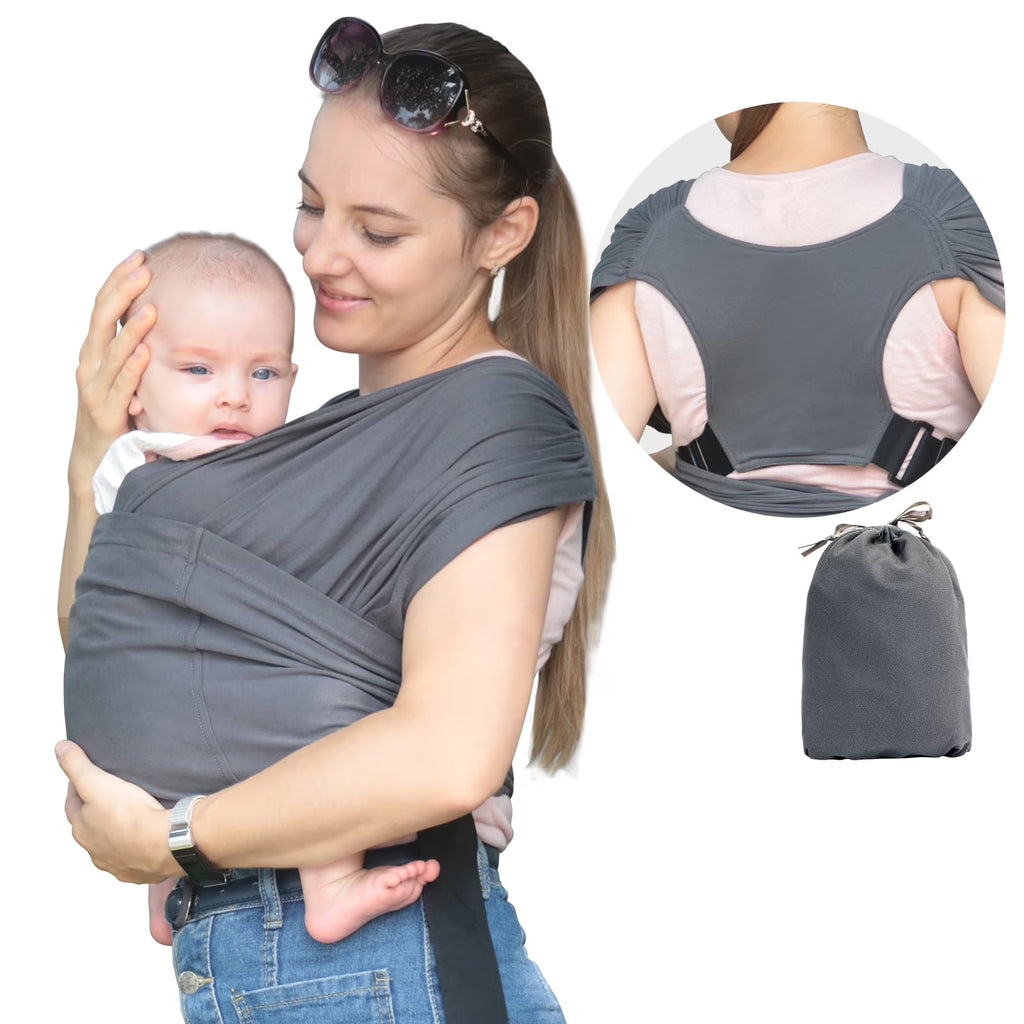 Wrap Carriers Organic Cotton Slings, for Toddlers, Infant, Newborn 35 Lbs, Dark Gray