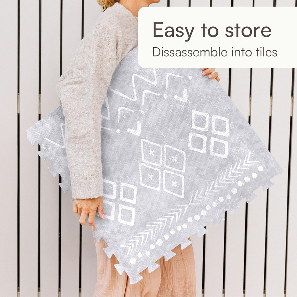 Baby Play Mat for Floor – 4X6Ft Gray | Soft Non Toxic Premium EVA Foam Tiles for Tummy Time, Crawling & Playroom – Waterproof Interlocking Floor Mat for Babies & Toddlers (6 Tiles)