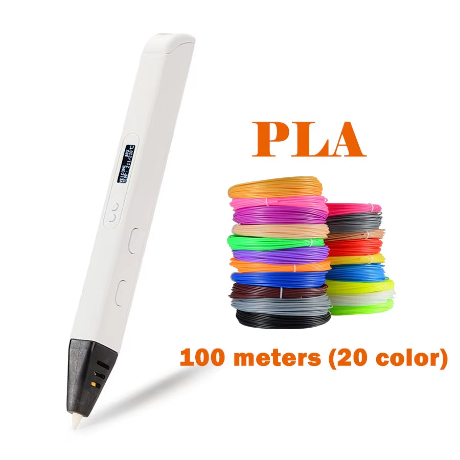 Hot Selling RP800A 3D Pen Scribble Pen OLED Display 3D Printing Pen with PLA Filament for Doodling Making Christmas Presents