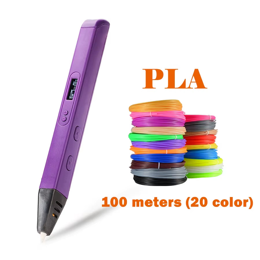 Hot Selling RP800A 3D Pen Scribble Pen OLED Display 3D Printing Pen with PLA Filament for Doodling Making Christmas Presents