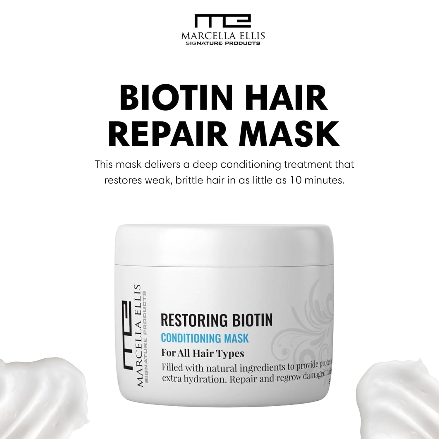 Biotin Hair Repair Mask, Hair Mask for Dry, Damaged, and Fizzy Hair, Deep Conditioning Formula for All Hair Types