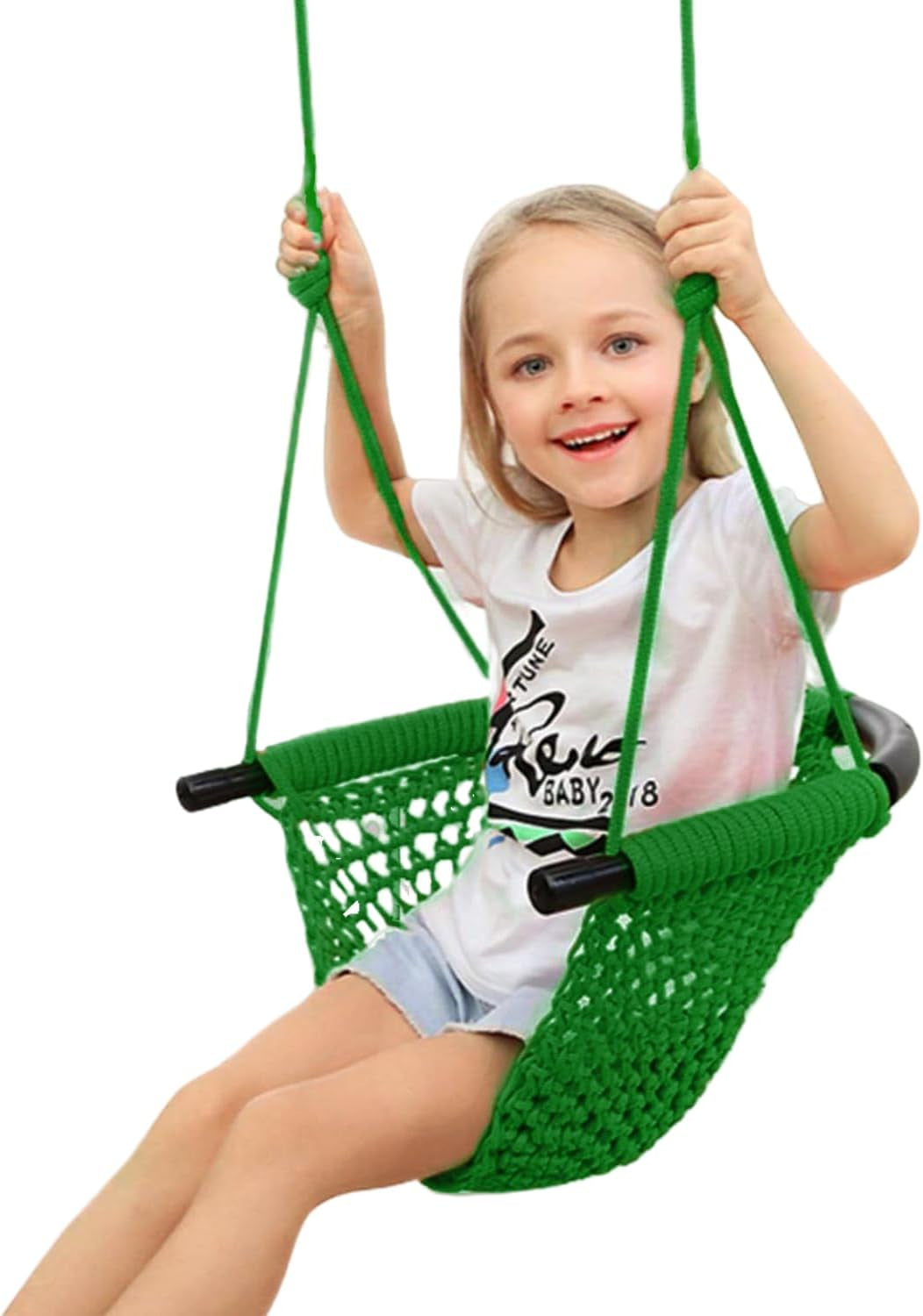 Swing Seat for Kids Heavy Duty Rope Play Secure Children Swing Set,Perfect for Indoor,Outdoor,Playground,Home,Tree,With Snap Hooks and Swing Straps,440 Lbs Capacity,Pink