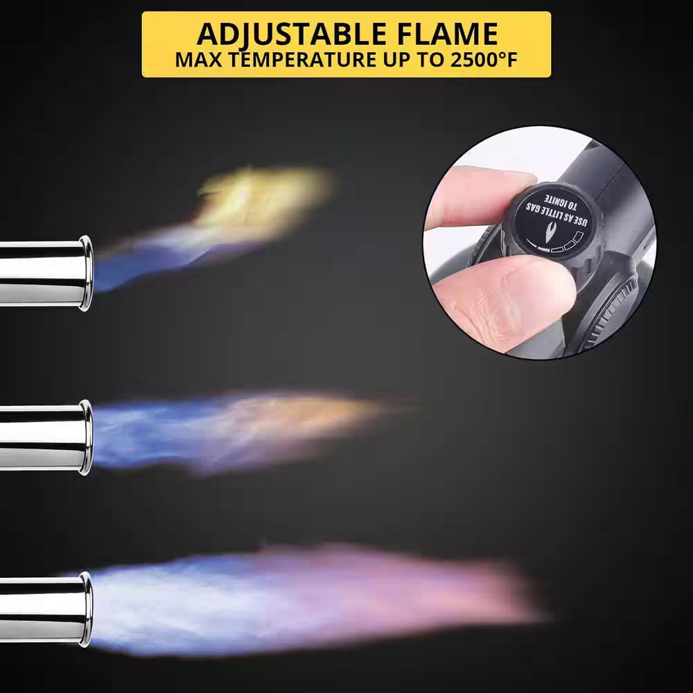 Powerful Cooking Torch Propane Adjustable Flame Culinary Grilling Torch Lighter with Finger Guard for BBQ Campfire
