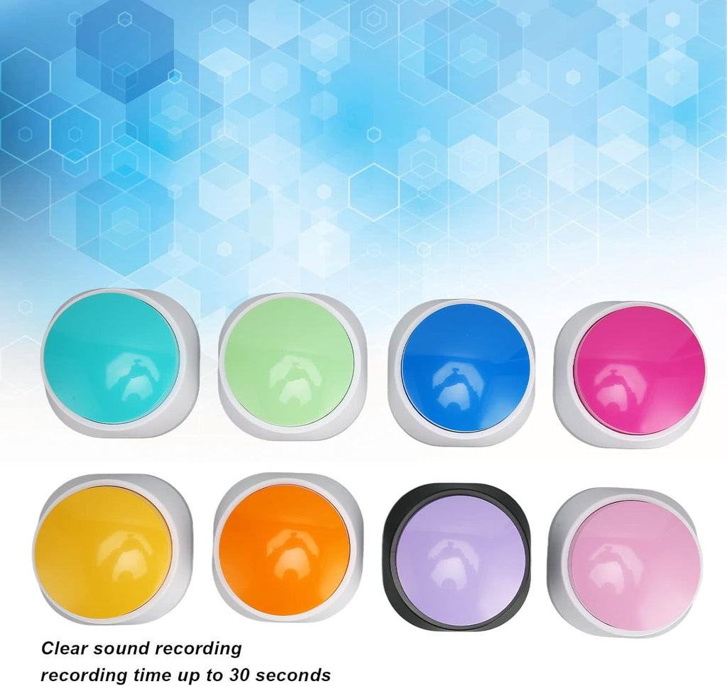 Dog Training Clickers, Recordable Dog Talking , Pet Communication Training Buzzer, 30S Voice Record and Playback, Battery Powered, for Drink, Play, Eat, 8 Packs