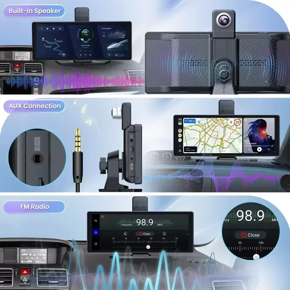 10.26'' Universal Portable Carplay Car Screen Wireless Carplay Screen Wireless Car Stereo Carplay Android Auto Car Touchscreen