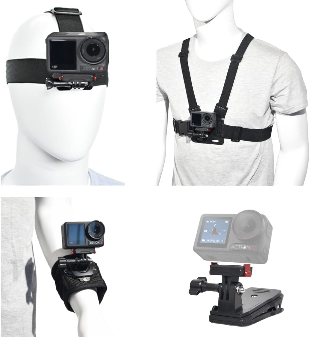 Accessory Kit for DJI Osmo Action: Camera Chest Strap, Camera Head Mount, Camera