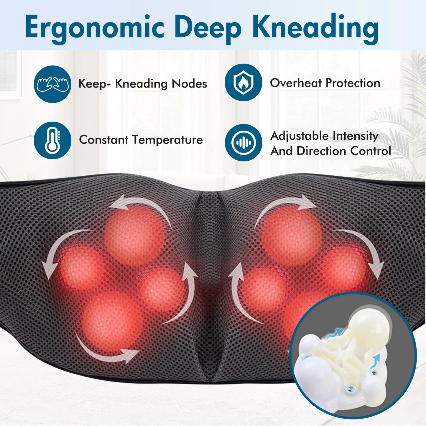 Neck and Shoulder Massager with Heat, 3D Deep Shiatsu Massager, Neck, Back, Shoulder Massager, Gifts for Man Woman