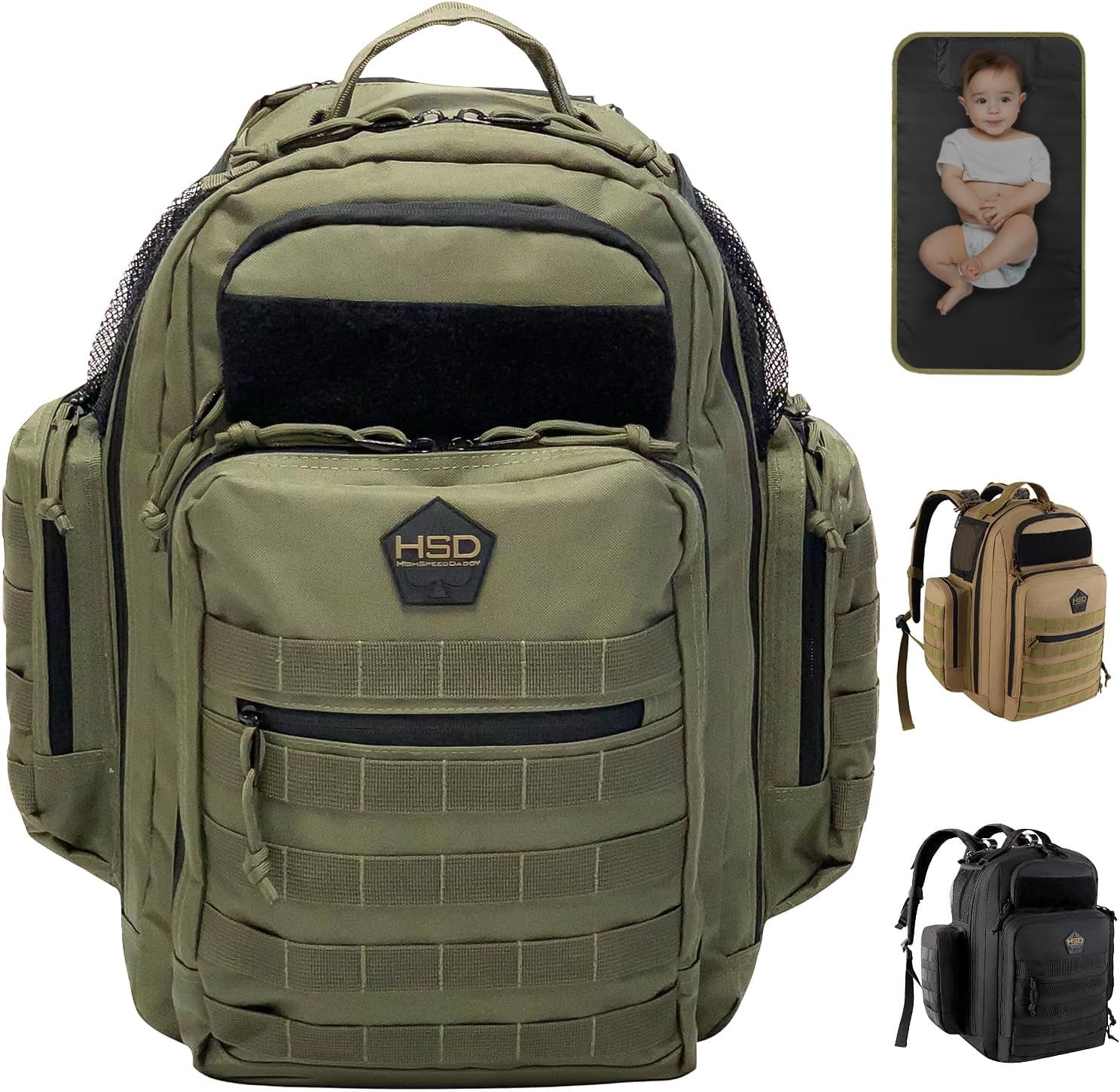- Baby Diaper Backpack, Military-Grade, Waterproof, Compact Baby Travel Bag with Diaper Changing Mat