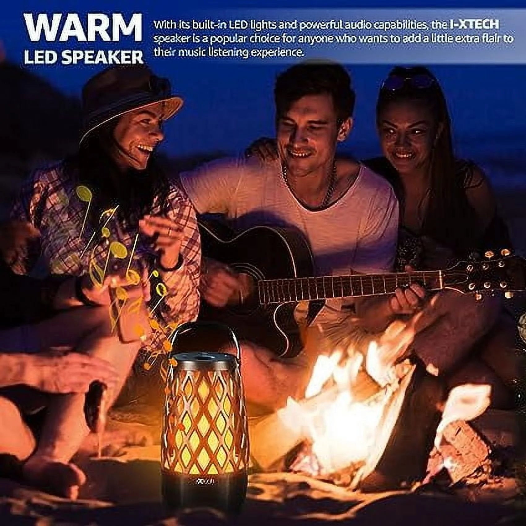 Outdoor Bluetooth Speaker Waterproof Wireless with LED Flame Light, Shower Bluetooth Speaker for Camping Patio Home Decor, Wall Mount&Hook&Stake 1 Pack Fireball