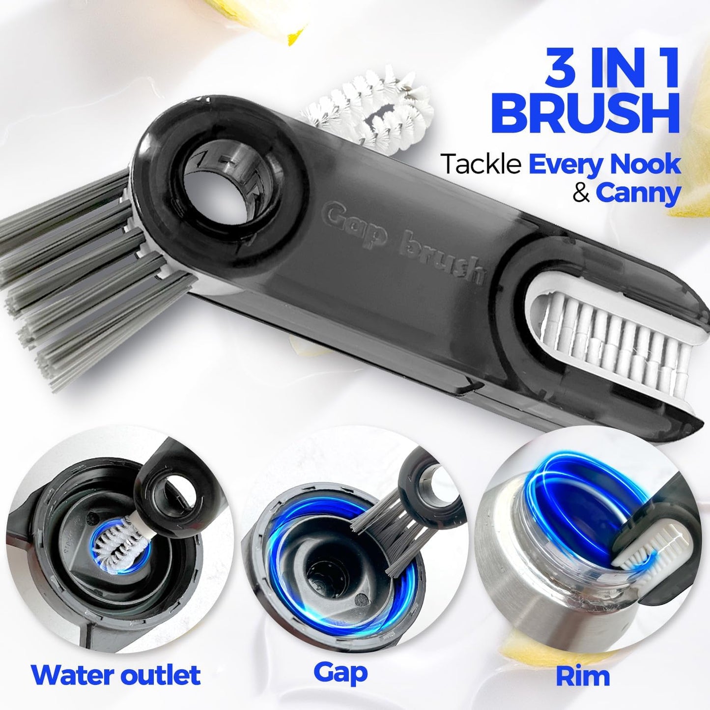 6 Pack Bottle Brush Set, 14" Long Handle Stainless Steel Bottle Cleaner Brush, 3