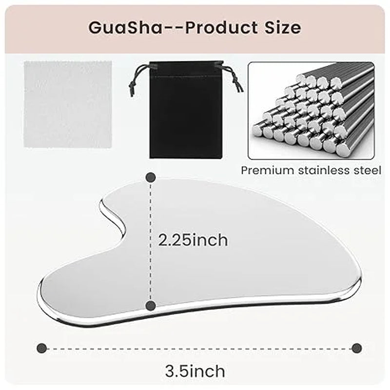 304 Stainless Steel Gua Sha Facial Tools 1 PC, Guasha Tool for Face or Body Massage, Massager Tool for Facial Care, Skin Care Tool for Body Treatment, Metal Gua Sha Beauty Essentials