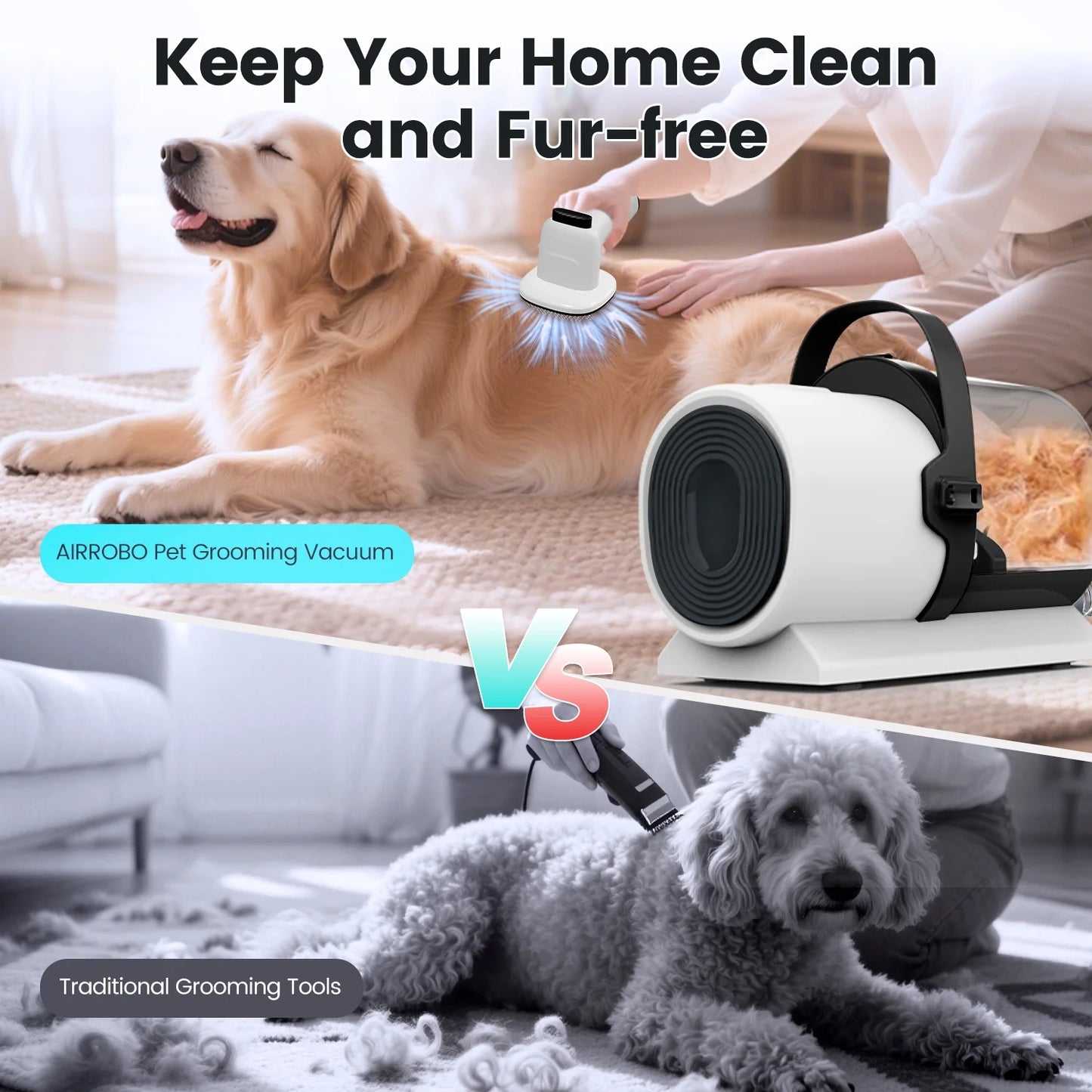 Dog Grooming Kit, 7In1 Dog Grooming Vacuum , 11000Pa Super Suction for Pet Hair,Grooming Vacuum for Shedding Grooming, Low Noise,