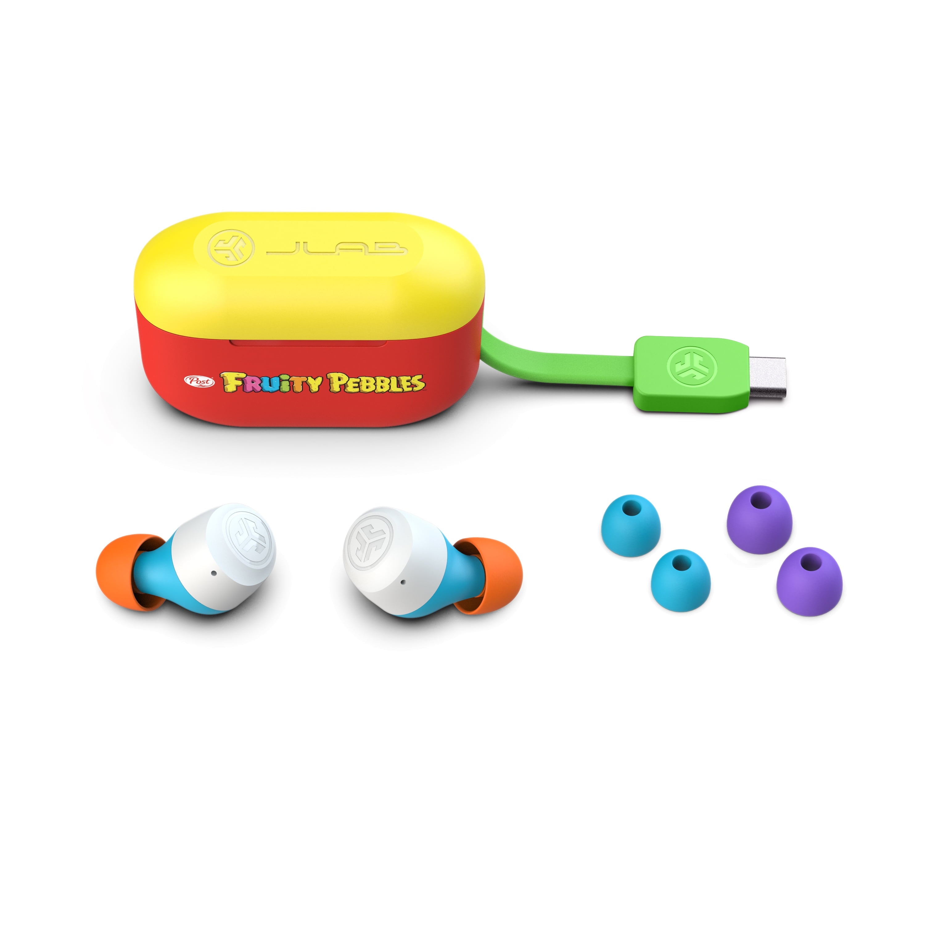 Fruity Pebbles X  GO Air POP Bluetooth 5.1 In-Ear Earbuds with Charging Case, Multicolor