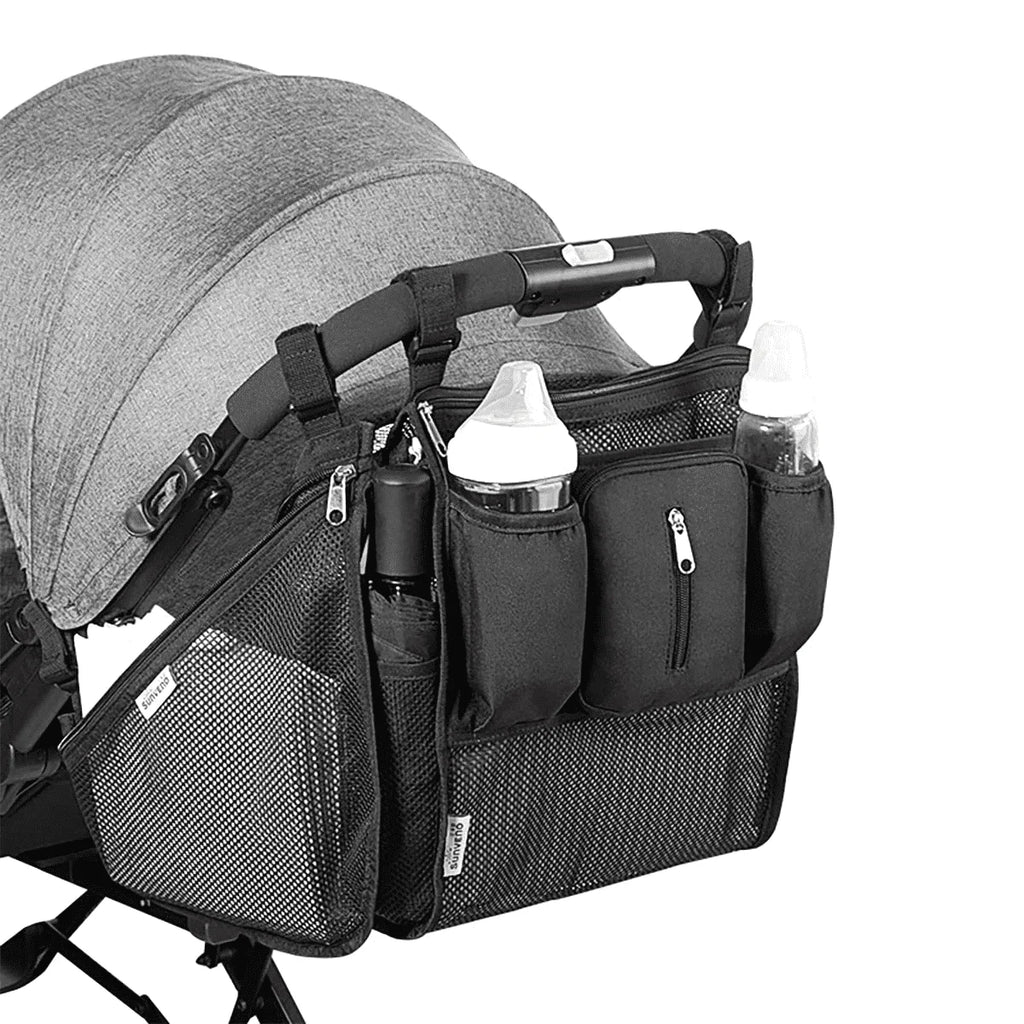 Universal 2 in 1 Insulated Cup Holders Stroller Organizer, Black