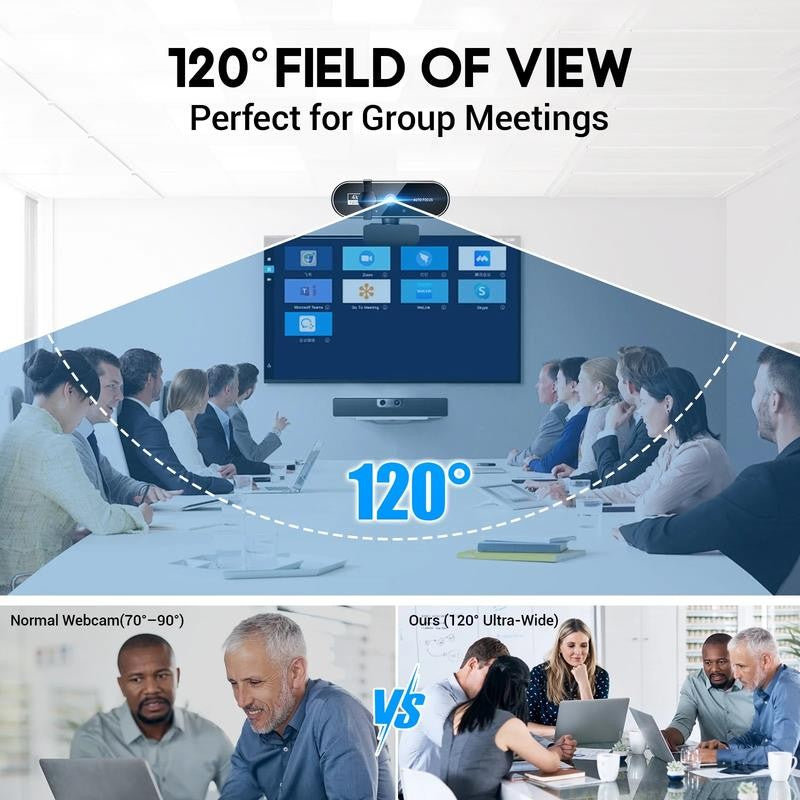 Webcam 4K HD USB Autofocus PC Webcam with Dual Mics for Xbox Laptop Computer Gam