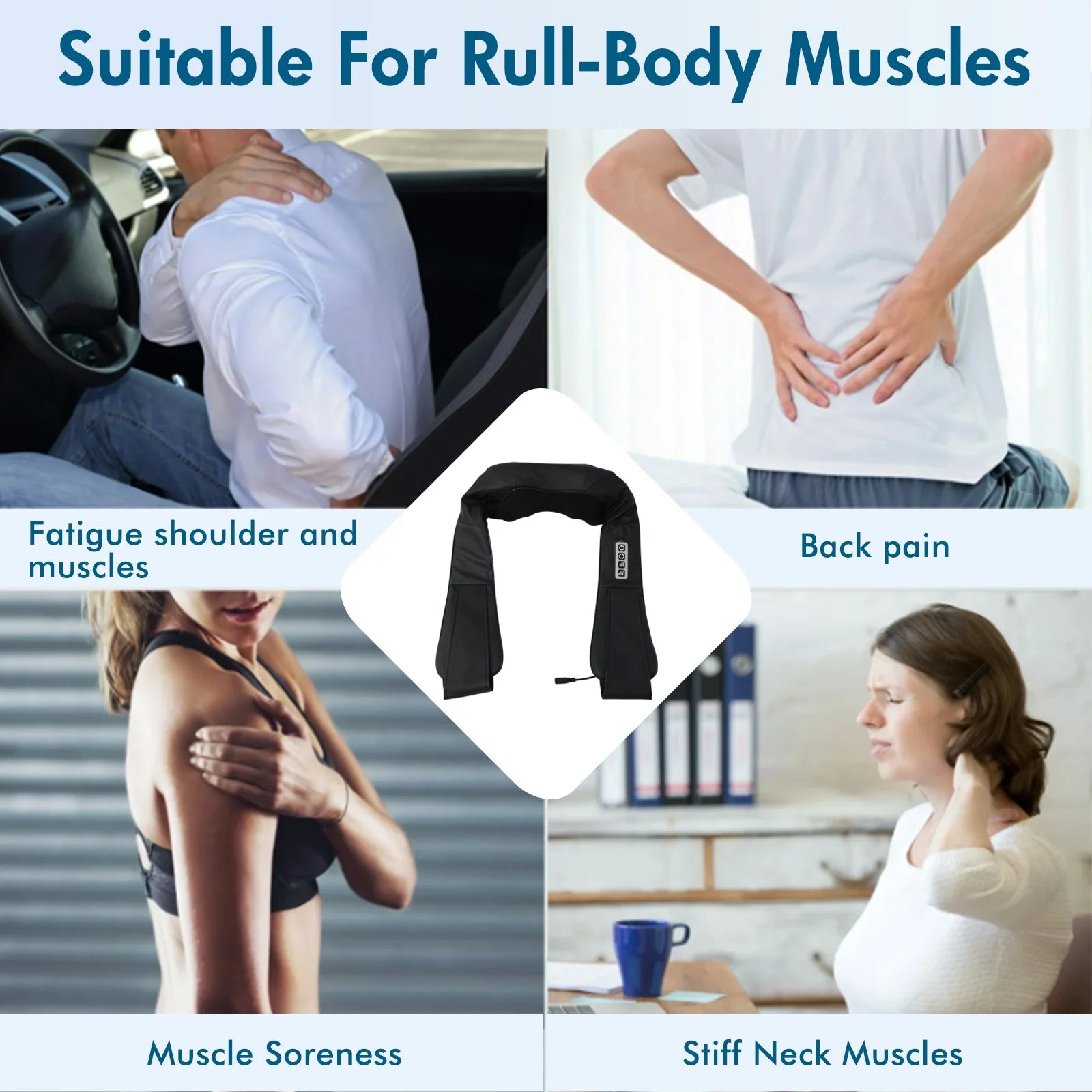 Neck and Shoulder Massager with Heat, 3D Deep Shiatsu Massager, Neck, Back, Shoulder Massager, Gifts for Man Woman