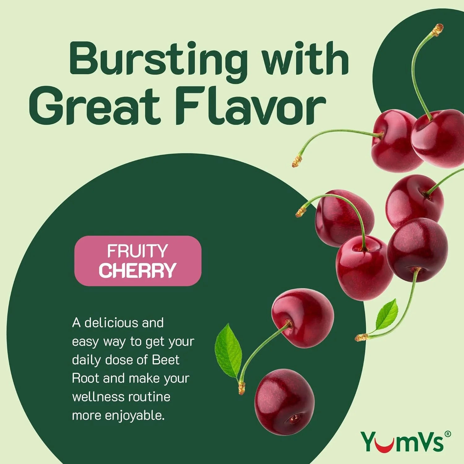Yum-V’S Beet Root Gummies with Tart Cherry Extract for Blood Circulation and Antioxidant Support, Berry Flavor 60 Count