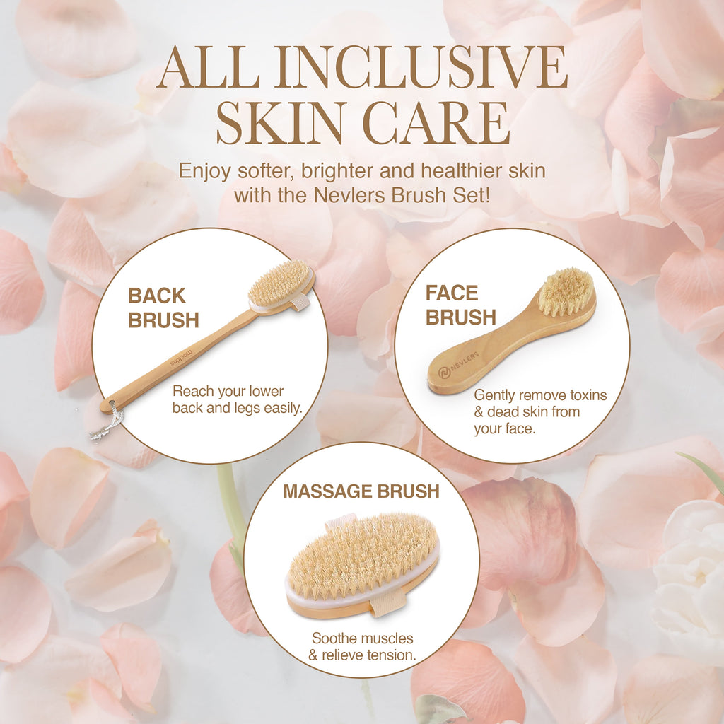 Natural Boar Dry Body Brush Set | Exfoliate, Massage, Reduce Cellulite