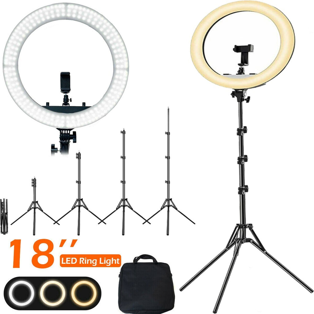 18" LED Ring Light Kit with Stand Dimmable 6000K