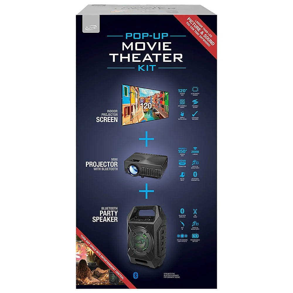 Pop-Up Movie Theater Projector Bundle, The2021Bdl,Black