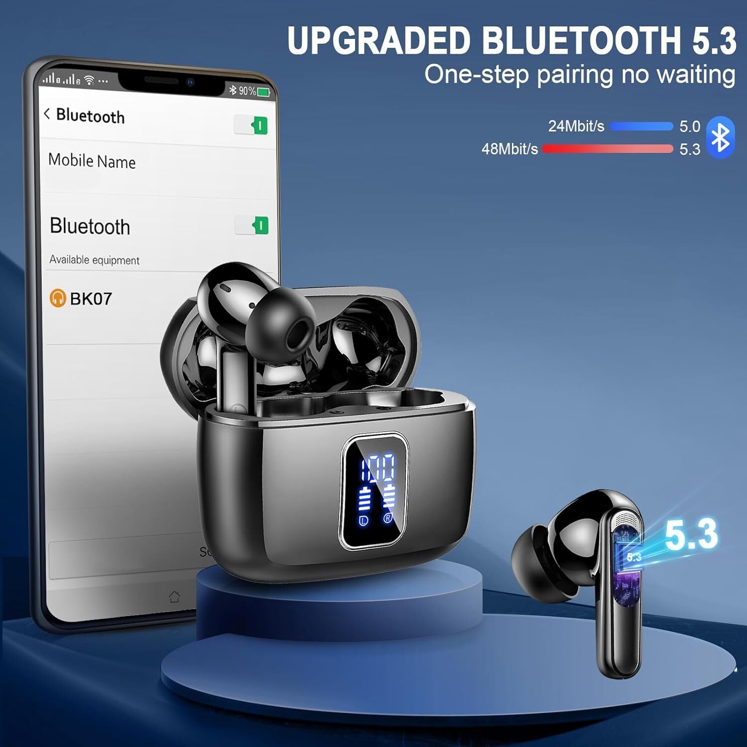 Wireless Earbuds, Bluetooth 5.3 Headphones, Ear Buds Wireless Earbuds Bluetooth